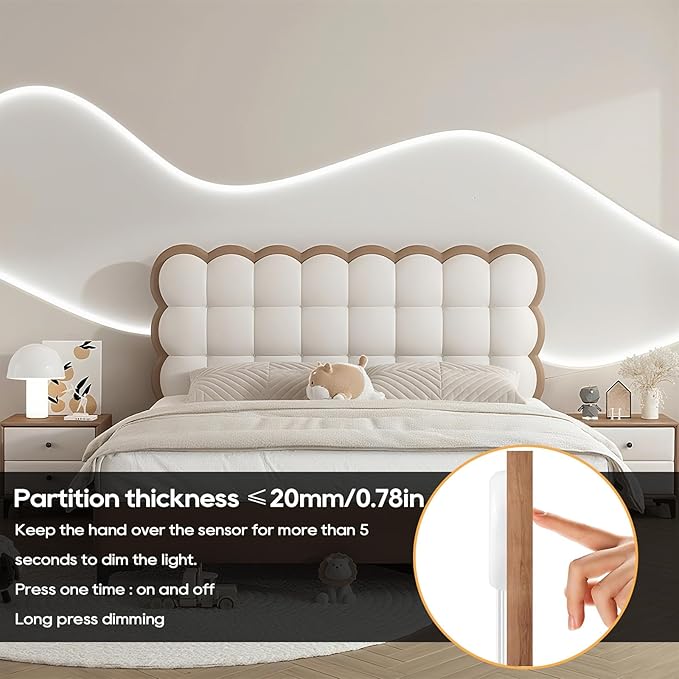 12V White COB LED Strip Light Kit-6pcs 3.3FT Self-Adhesive LED Strip Parallel with Dimmable Touch Sensor Switch, Led Light Strip for Wood Slat Wall Panels, Home decor, Under Cabinet Strip Light