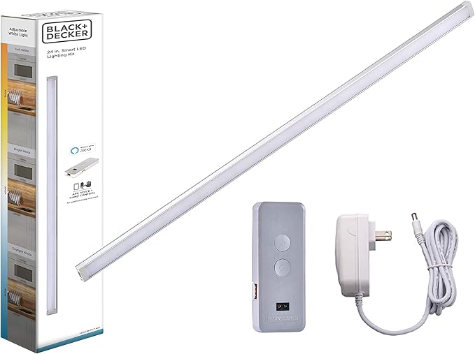 PureOptics LED Works with Alexa Smart Under Cabinet Lighting, Adjustable LEDs, 24" Bar, White