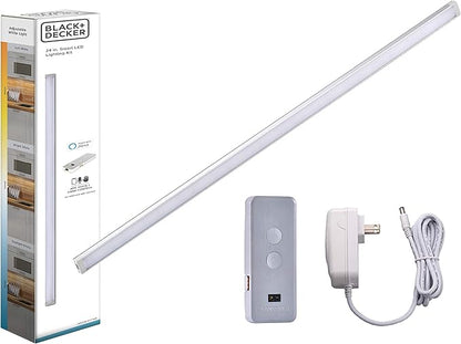 PureOptics LED Works with Alexa Smart Under Cabinet Lighting, Adjustable LEDs, 24" Bar, White