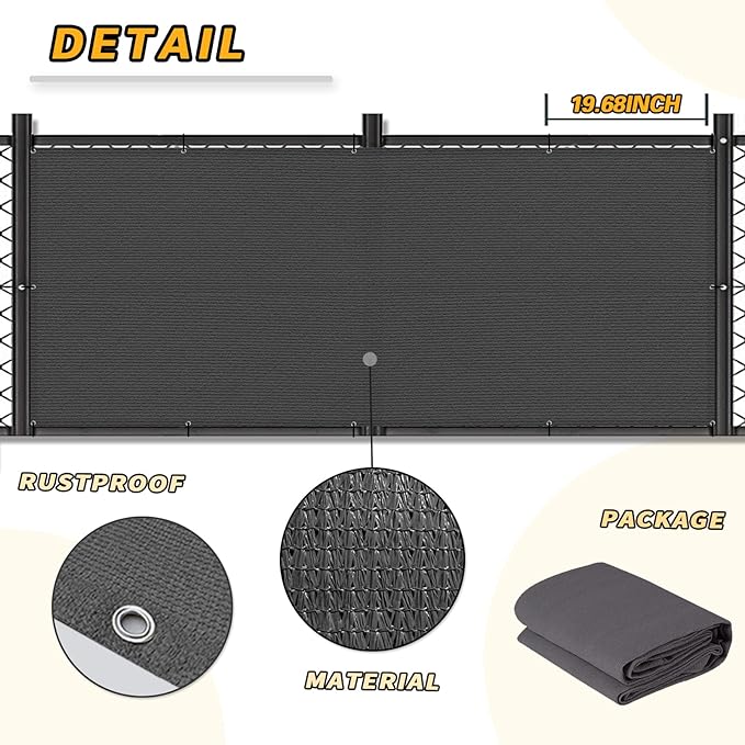 LOVE STORY Balcony Privacy Screen, 3'x5' Deck Shield Screen Fence Cover,UV Protection and Weather-Resistant,3 FT Height for Deck, Patio, Backyard, Outdoor Pool, Porch, Railing, Dark Grey