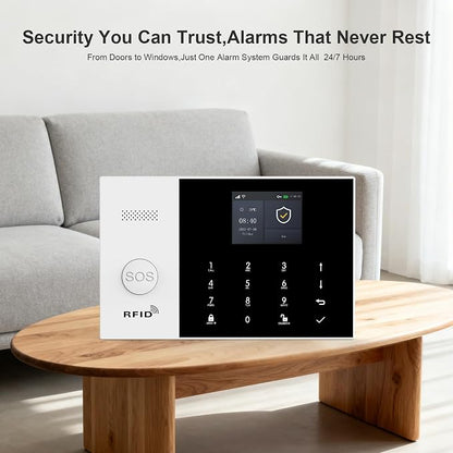 LWOHSI Wireless Alarm System,DIY 4G/WiFi Home Security Systems,Phone APP Alert,Door/Window and Motion Sensors,120 dB Siren,SOS Emergency Button,Compatible with Alexa and Google,No Contract Fee