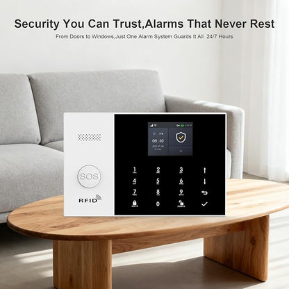 PGST WiFi Alarm System with 2MP HD Security Camera,Wireless Home Security Systems with Door/Window Sensors,Remote,4G SMS/Tuya APP Instant Alerts for Villa,Apartment,Garage,No Monthly Fee