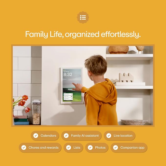 Greenlight Family Hub 15.6" Digital Wall Calendar with Touch Screen Display | Sync all family schedules, chores, grocery lists, and free unlimited photos with one 15.6" smart home hub