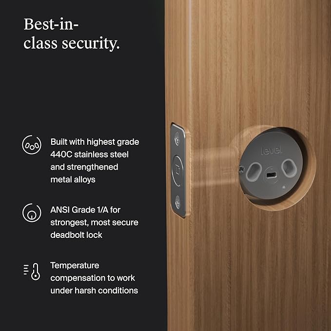 Level Bolt Smart Deadbolt - Make Your Lock Smart Without Changing Keys or Hardware - Matter-Over-Thread Plus Apple Home Key - Keyless & Remote Access via Apple, Alexa, Google Home, SmartThings