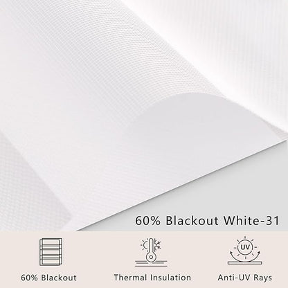Bringnox Smart Motorized Zebra Roller Blinds - 60% Blackout, Remote Control, Works with HomeKit, Google Home & Alexa via Hub, Custom Size(60% Blackout White-31)