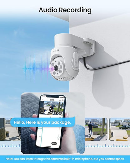 ZOSI 2 Pack 360°View Pan Tilt 1080P Wired Analog HD TVI Security Camera Outdoor Indoor,65ft Night Vision,One-Way Audio,Only Compatible with Same Brand 1080P,5MP and 4K CCTV DVR Systems