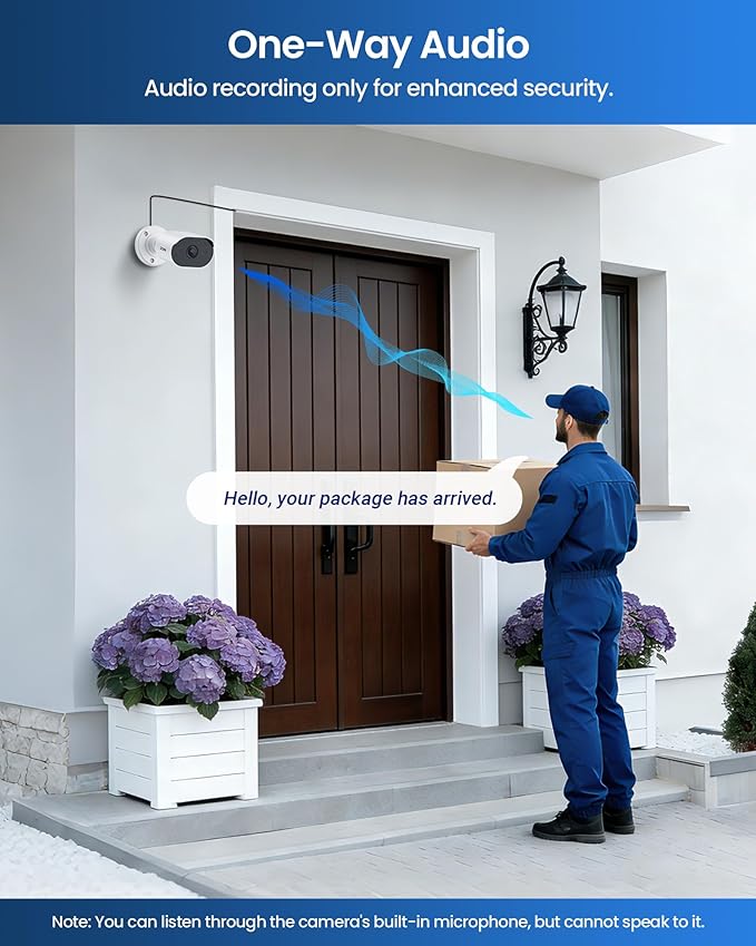 ZOSI 1080P HD Add On Camera, 2MP Indoor Outdoor Surveillance Home Security Camera with One-Way Audio, Night Vision, AI Human Vehicle Detection, IP66 Weatherproof, Only Work with ZOSI CCTV DVR