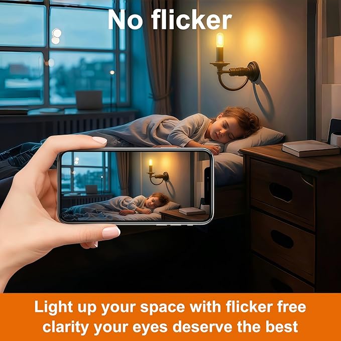 Vinaco 3.39 Inch E12 T6 LED Bulb Dimmable, 6 Pack T6 Candelabra Bulb LED 4W Equal. 40W Warm White 2700K, Clear Glass T6 Tubular LED Edison Bulb for Chandelier, Ceiling Fan, Pendant, Wall sconces