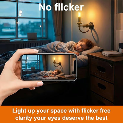 Vinaco 3.39 Inch E12 T6 LED Bulb Dimmable, 6 Pack T6 Candelabra Bulb LED 4W Equal. 40W Warm White 2700K, Clear Glass T6 Tubular LED Edison Bulb for Chandelier, Ceiling Fan, Pendant, Wall sconces