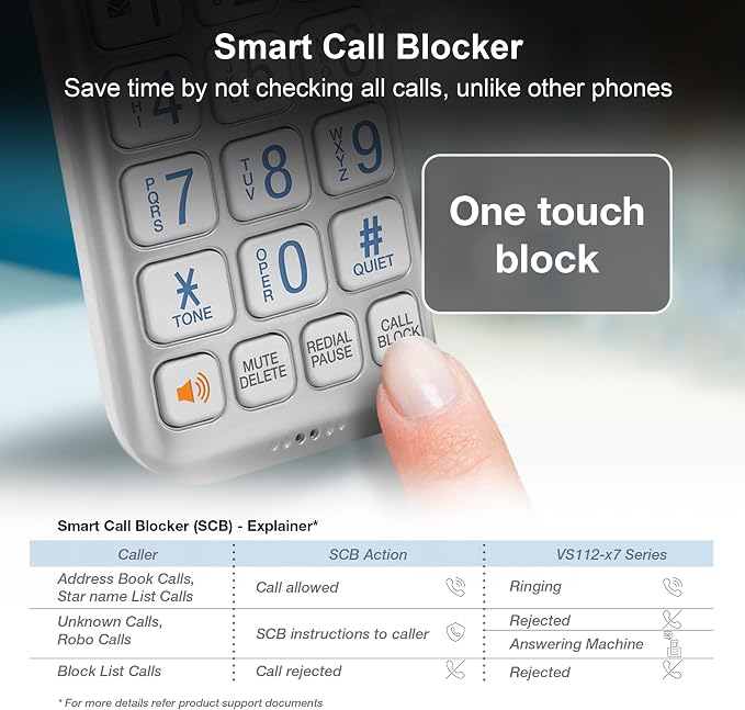 VTech VS112-37 DECT 6.0 Bluetooth 3 Handset Cordless Phone for Home with Answering Machine, Call Blocking, Caller ID, Intercom and Connect to Cell (Silver & White)