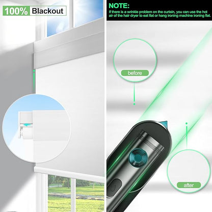 Motorized Blinds with Remote Control，Blackout Roller Shades，Custom Smart Blinds with Valance，Cordless Electric Window Blinds & Automatic Shades(White,32" Wx72 H)