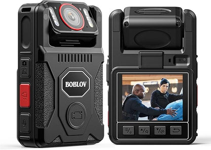 BOBLOV M7Pro 4K GPS Body Worn Camera, Internal 64GB Body Camera with Audio, 180° Rotate Lens, 4000mAh for 14 Hours Video Recording, Fast Charging with 4-5 Hrs for Law Enforcement, Delivery(128GB)