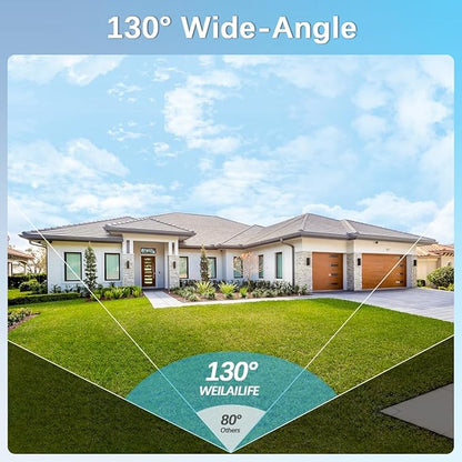 【90 Days Storage & 130° Wide Angle】 Outdoor Wireless Security Camera System, Wireless Cameras for Home Security, WiFi Video Surveillance DVR Kits