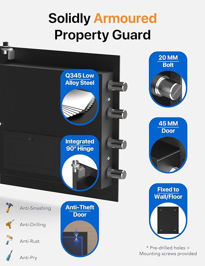 FORFEND Smart Fingerprint Safes | WiFi Safe Box App Unlock/Alarm | Voice Command, Kidnap SOS Alarm, Tamper Proof, Frozen Mode | Biometric Caja Fuerte Money Lockbox History Track Remote Live Monitor