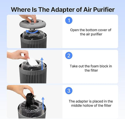 Grey Portable Air Purifiers for Bedroom or Office Use, 23dB Ultra Quiet Sleep Mode, Timer, Blue Ambient Light and Fragrance Sponge, 1P