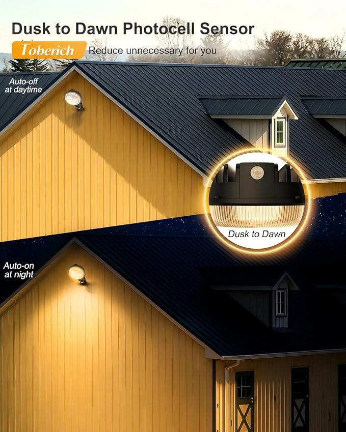 LED Barn Light 2Packs, 150W 20000LM Yard Area Lights Dusk to Dawn Outdoor Lighting with Photocell 3000K Warm White Adjustable Angle IP66 Waterproof Street Lights for Security/Farmhouse/Garage