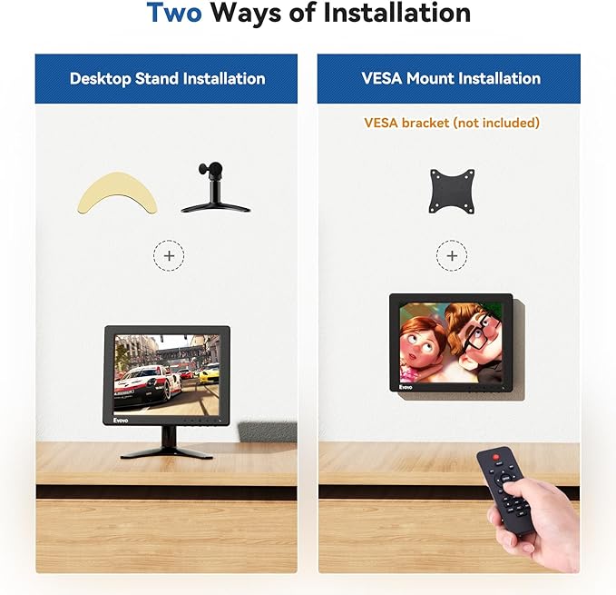 Eyoyo 8 Inch Small Monitor, 1024x768 4:3 IPS Mini Security Camera Monitor Screen Support HDMI VGA AV BNC Input with Remote Control, Video Monitors for Retro Computer PC NVR CCTV Raspbery Pi