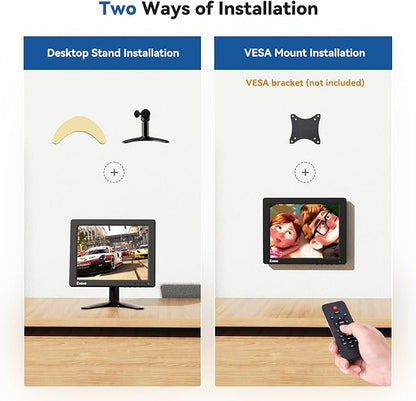 Eyoyo 8 Inch Small Monitor, 1024x768 4:3 IPS Mini Security Camera Monitor Screen Support HDMI VGA AV BNC Input with Remote Control, Video Monitors for Retro Computer PC NVR CCTV Raspbery Pi