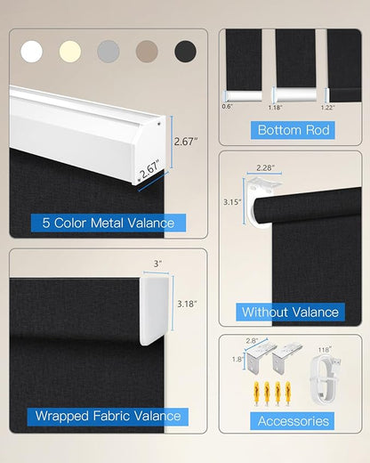 Tokblind Motorized Roller Shade with Remote Control, Blackout Electric Shade for Windows Compatible with Alexa Google via Hub, Rechargeable Smart Window Blind for Home Office (Fabric Black)
