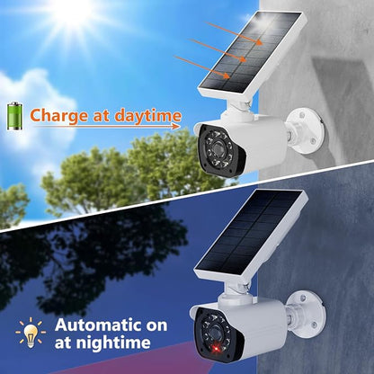WALI Solar Powered Fake Camera with Motion Sensor Floodlight, 1 Pack, White