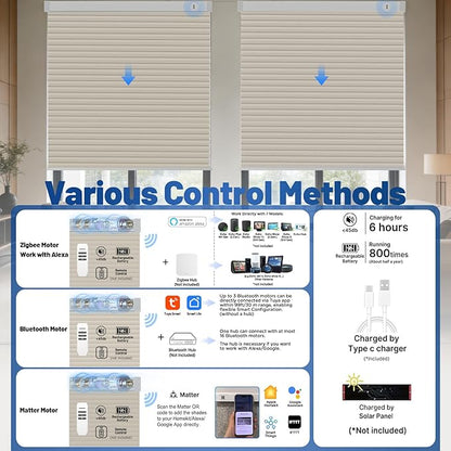 Motorized Cellular Shades with Remote, Smart Cellular Shades Compatible with Apple HomeKit, Alexa & Google Home, Cordless Honeycomb Window Blinds for Indoor Windows, Blackout Warm Beige