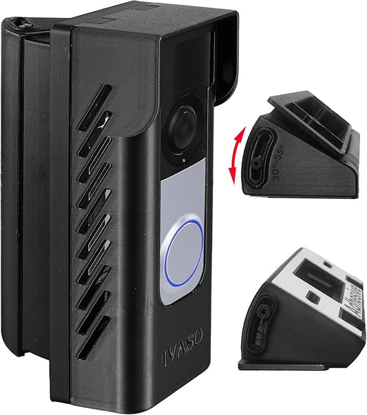 Anti-Theft Angle Adjustable Doorbell Coverd Mount Bracket for Ring Wired Doorbell Plus (Newest Model) 2K 2025 Release, Both Drill & No Drill Aavailable with Security Screws (Covered+Angle)