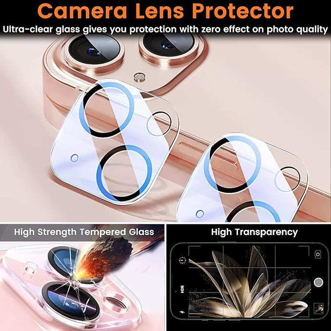 Lesakit 3+3 Pack Privacy Screen Protector for iPhone 13 6.1-Inch with 3 Pack Camera Lens Protector, Anti Spy Tempered Glass Film 9H Hardness Bubble Free Case Friendly