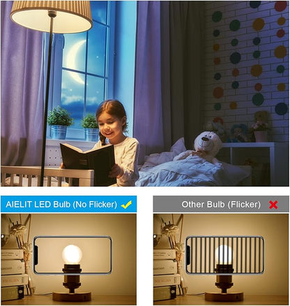 Dimmable 2 Watt Frosted LED Light Bulb(25W Equivalent), E12 Globe LED Bulb, Small Chandelier Base, Antique G15 Filament Edison Bulb for Nightstand Lamp, 200 lm, Warm White 2700K, 4 Pcs