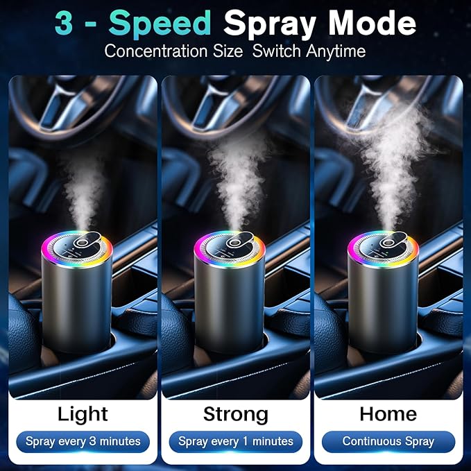 Smart Car Air Freshener Diffuser with Starry Sky Projection, 50ml/1.8OZ Perfume Car Diffuser, 6 Months Long-Lasting Fragrance, RGB Music-Sync Lights, Intelligent Auto On/Off, 3 Modes, Ocean