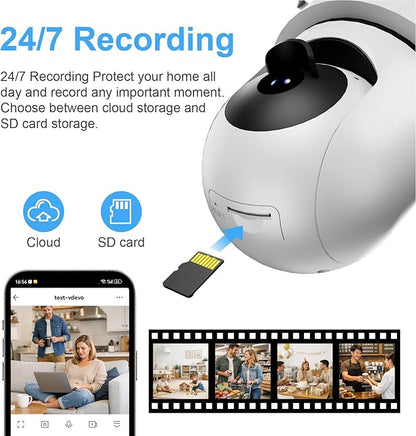 KERUI 2K Light Bulb Camera Outdoor Indoor, 360° Auto Tracking PTZ WiFi Security Camera with Dimmable LED Light, Color Night Vision, AI Motion Detection, Two-Way Audio, E27 Screw in Light Socket