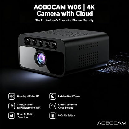 Hidden Camera with Cloud, 4K HD WiFi Mini Spy Camera 150° View Video, Wireless Indoor Surveillance Secret Camera, Smart AI Motion Detection/Night Vision for Home Security Small Nanny Cam (Black-4K)