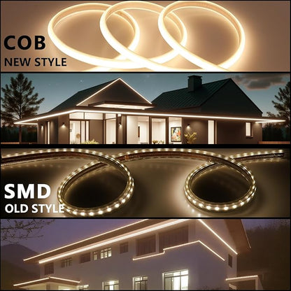 BENLUN AC 110V COB LED Strip Lights Outdoor Waterproof 65.6ft, 3000K Warm White Super Bright 200W CRI 90+ LED Rope Light, IP65 Flexible Cuttable, for Bedroom Garden Commercial House