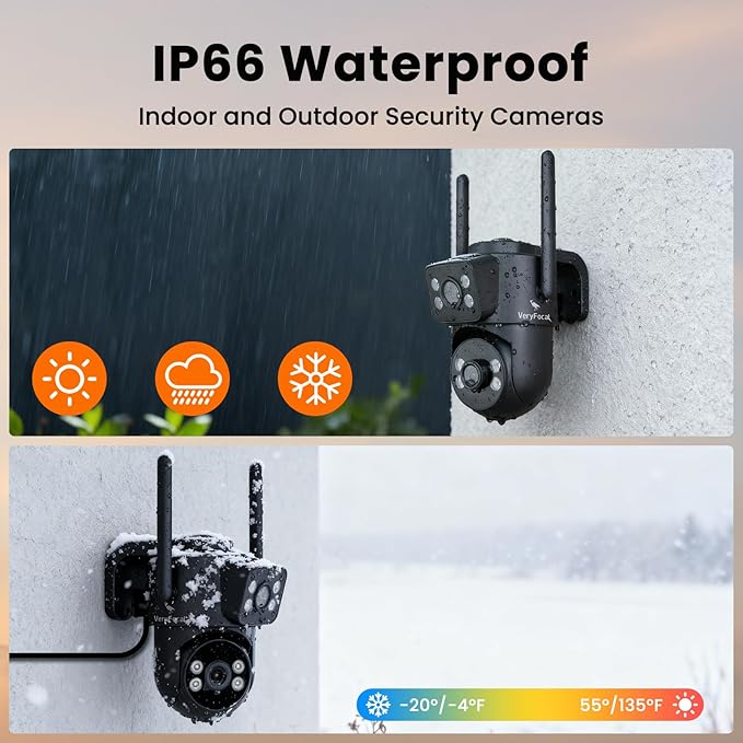 Dual-Lens 180+° FOV Home Wireless Outdoor Security Camera with AI Tracking, 6MP QHD 360° PTZ, WiFi 6 Dual Band, 24/7 Continuous Record (Add-on CAM to NVR, Also Works Standalone)