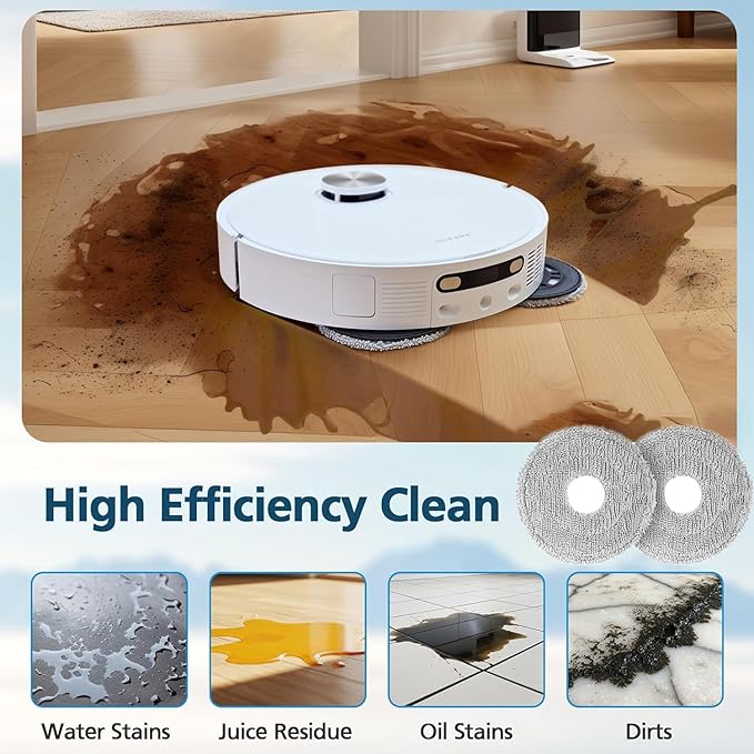 2-Pack Mop Pads for Dreame L40 Ultra/L10S Ultra/ L10S Ultra Gen2/X40 Ultra/L10s Pro Ultra Heat/L20 Ultra/ L10S Plus/X30 Ultra/X40 Master/L10 Ultra Robot Vacuum, Washable Microfiber Replacement Pads