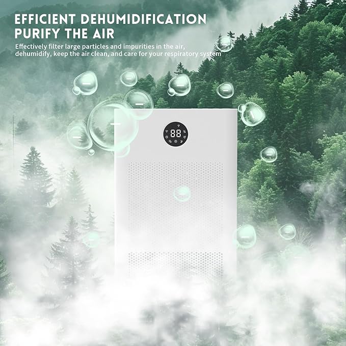 HD022 Rotary Dehumidifier for Bedroom Ultra Quiet Small Portable Air Purifier with Dehumidifiers for Basement Home Bathroom RV Dehumidifiers with Washable Filter Humidity Display Timer Mode