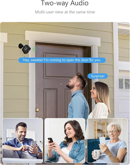 2K Wireless Security Cameras - Outdoor WiFi Security Cameras Color Night Vision, AI/PIR Detection, 2-Way Talk, Cloud/SD, Weatherproof, Battery Powered Outdoor Cameras (Black-1)