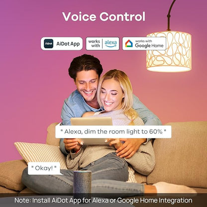 Linkind A19+B11 Smart Light Bulbs, Smart Bulb that Compatible with Alexa & Google Home, LED Light Color Changing
