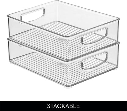 iDesign Stackable Plastic Handle Bin Storage Organizers, 18 Pack, Clear | For Kitchen, Fridge, Pantry, Home, Assortment Set