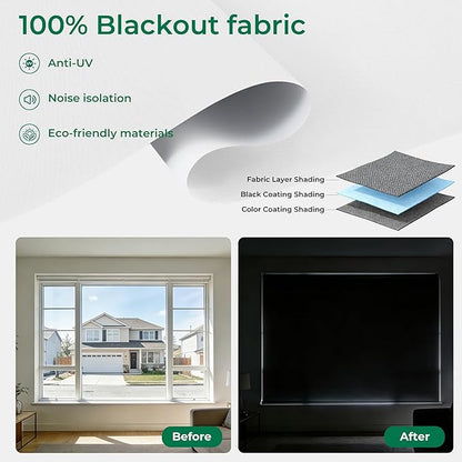 Allesin Smart Zigbee Roller Shades with Alexa Control, Blackout Motorized Blinds, No Hub Needed, Custom Sizes, Remote Included, (White, 38" W x 72" H)