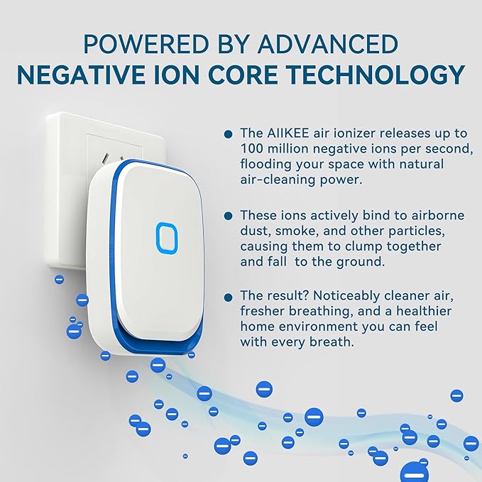 Plug In Air Ionizers for Home – 4 Pack Negative Ion Air Cleaner for Strong Dog Poof, Cat Litter Box Deodorizer, Air Purifier For Smoke, Kitchen Odor, Bathroom Closet Shoe Cabinet Office – White