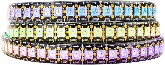 BTF-LIGHTING WS2812B IC RGB LED Strip,UL Listed,Pure Gold Wires,DC5V 3.28FT 144LED 5050SMD,Individually Addressable,Flexible for DIY Chasing Full Color Project,3M Tape,IP65(No Adapter or Controller)