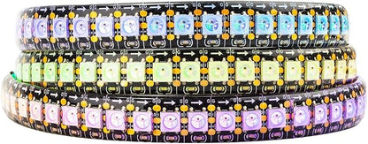 BTF-LIGHTING WS2812B IC RGB LED Strip,UL Listed,Pure Gold Wires,DC5V 3.28FT 144LED 5050SMD,Individually Addressable,Flexible for DIY Chasing Full Color Project,3M Tape,IP65(No Adapter or Controller)
