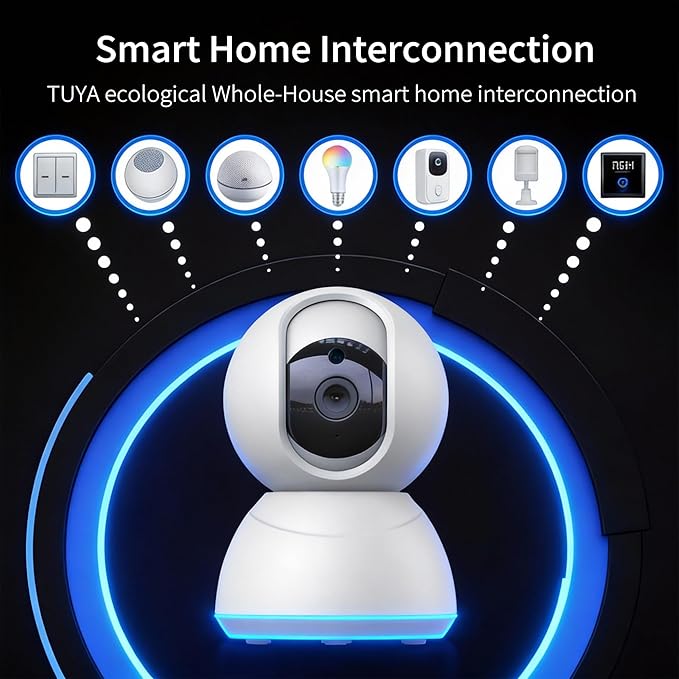 Indoor Pan/Tilt Home Security Camera 2K 3MP, 360 Degree Wired & Wireless WiFi Webcam/Monitor for Baby/Elder/Nanny with Night Vision & Phone App (128G SD Card), 2 Way Audio, Cloud & SD Card Storage