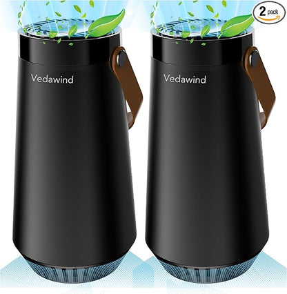 Small Ionic Air Purifier for Home & Bedroom – Silent HEPA Filter – Covers 250 Sq Ft - Free Cleaner for Pets, Hair, Smoke, Dust, Odors & Dander – Compact & Black Design - Pack of 2