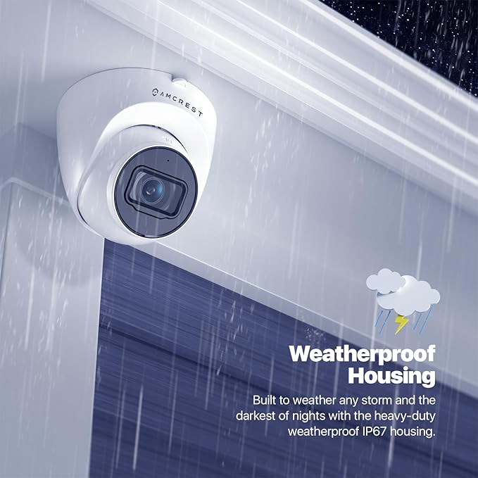 2-Pack Amcrest UltraHD 4K (8MP) Outdoor Security IP Turret PoE Camera, 3840x2160, 98ft NightVision, 125° FOV, IP67, MicroSD Recording (256GB), White (2PACK-IP8M-T2599EW-AI-V3)