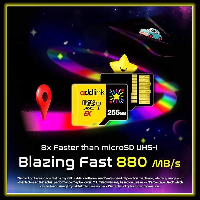 addlink 256GB TurboPlay Gaming microSD Express Card, UHS-I, C10, U3, V30, Full HD, 4K, Up to 880/750 MB/s Memory Card, Nintendo-Switch 2, ASUS ROG Ally, Steam Deck,Gaming Device