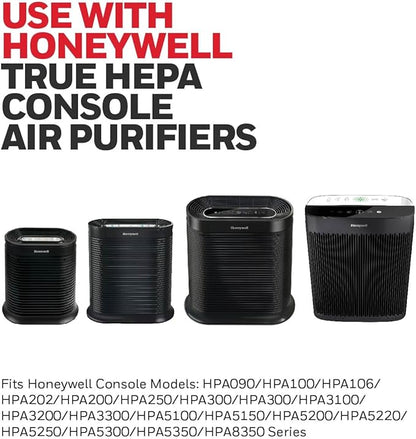 Honeywell HEPA Air Purifier Filter R, 6-Pack for HPA 100/200/300, 3000 and 5000 Series - Airborne Allergen Air Filter Replacement Targets Wildfire/Smoke, Pollen, Pet Dander, and Dust