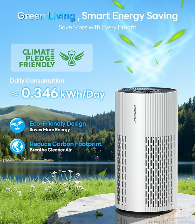Air Purifiers for Home Large Room Up to 1500 Ft² with True HEPA Filter, 20dB Sleep Mode, 360° Air Intake & Outlet, Air Cleaner for Bedroom Pets Dander, Smoke, Dust, Odors, HAP604, Bright White