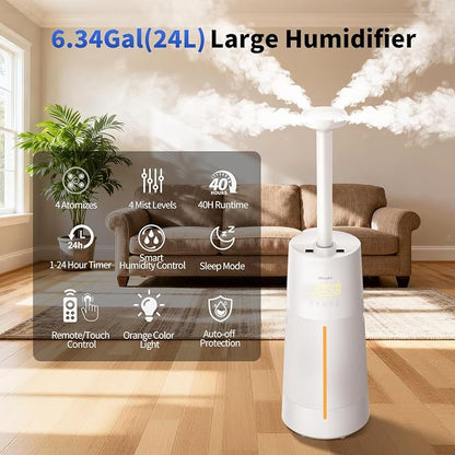Humidifier for Large Room-6.3Gal Cool Mist, Top Fill,3000ft²,Beige
