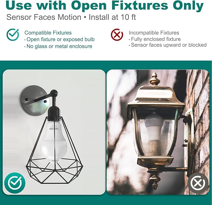 DiCUNO PIR Motion Sensor Light Bulbs Outdoor, 8W (60W Equivalent), Motion Activated Dusk to Dawn Security LED Bulb, for Front Porch, Front Door, 810LM, 2700K Warm White, 2 Pack